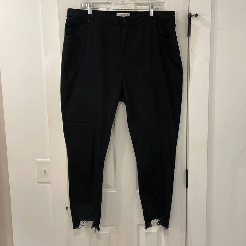 Abercrombie & Fitch Distressed Black Super Skinny Ankle High Rise